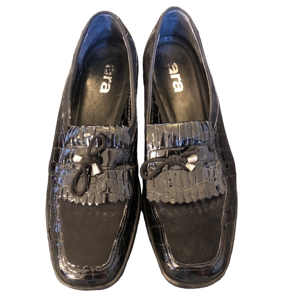 Ara Black Patent Leather Crocodile Loafers size 5 - Picture 14 of 16